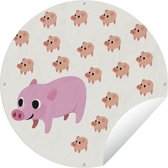 Tuincirkel Een illustratie van een varken met negentien biggetjes - 90x90 cm - Ronde Tuinposter - Buiten