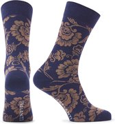 EDMAR | Navy met camel sokken en bloemen patroon