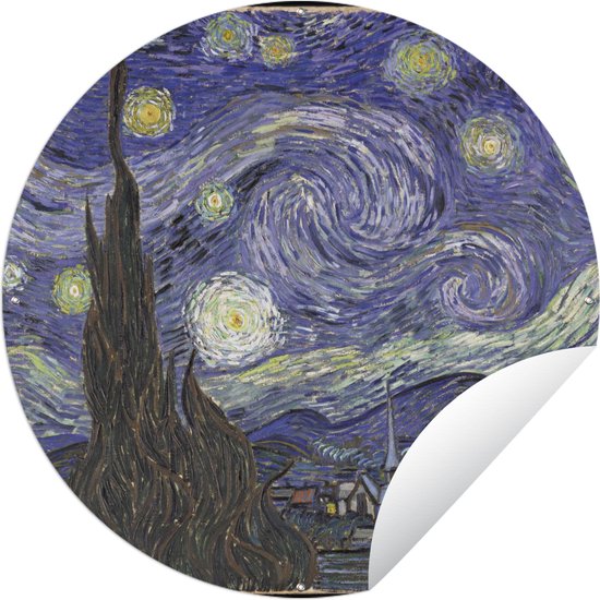 Tuincirkel Sterrennacht - Vincent van Gogh - 120x120 cm - Ronde Tuinposter - Buiten XXL / Groot formaat!