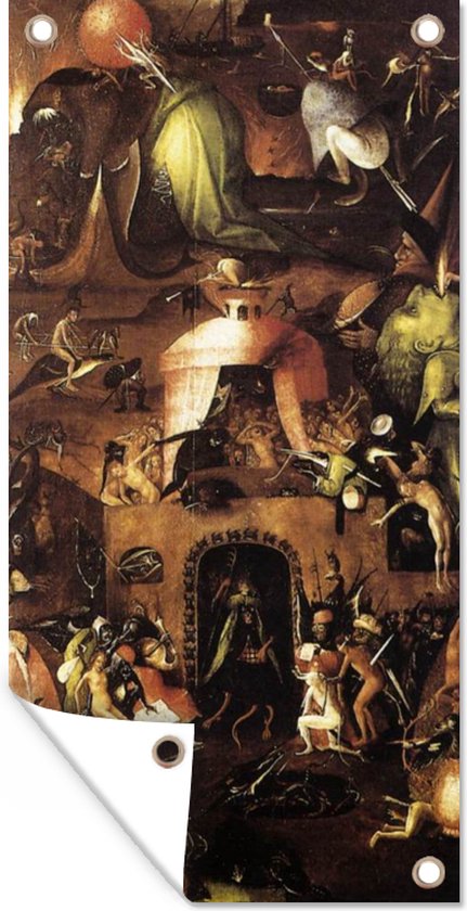Hell, right inner wing of the last judgement triptych - schlderij van Jheronimus Bosch - Tuindoek