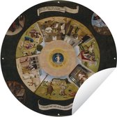 Tuincirkel The seven deadly sins and the four last things - schilderij van Jheronimus Bosch - 90x90 cm - Ronde Tuinposter - Buiten