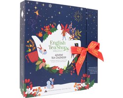 English Tea Shop - English Tea Shop – Adventskalender Thee Book Style Blauw – 25 Biologische Theezakjes – 13 Unieke Smaken – Cadeau Idee