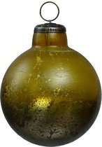 PTMD Mustard Kerstbal - H10 x Ø10 cm - Glas - Geel