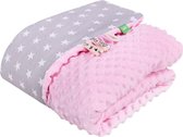 Lulando Babydeken Minky 80 X 100 Cm Katoen/fleece Roze/grijs