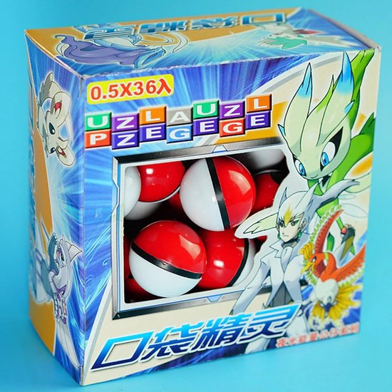 Thumbnail van een extra afbeelding van het spel 36 pokeball met random figuur + 2 stickers in de bal geschikt voor pokemon liefhebbers - bal - pokebal - pokéball - ball - bal met figuur