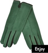 handschoenen dames- groen -suèdelook- touch sreentip