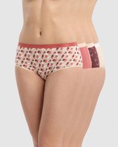 Dim Les Pockets Boxershorts - Onderbroeken- Katoen -Dames - 4 Stuks- Maat 34/36 - Rood/Bruin/beige/Rood