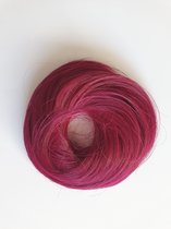 Haarstuk kort elastiek Messy Bun crunchie knot Burgundy elegant stijl