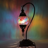 Turkse Lamp - Mozaïek Lamp - Tafellamp - Zwanenhals - Marokkaanse Lamp - Oosterse Lamp - Boog model - Ø 12 cm - Hoogte 43 cm - Authentiek - Handmade - Kleurrijk -