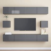 vidaXL 6-delige Tv-meubelset spaanplaat hoogglans grijs