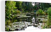 Peinture sur toile Le soleil se reflétant sur l'eau dans le jardin à la française de Monet à Giverny - 160x80 cm - Art Décoration murale