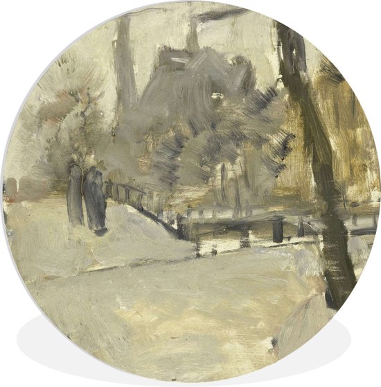 WallCircle - Wandcirkel ⌀ 30 - De Leidsegracht te Amsterdam - Schilderij van George Hendrik Breitner - Ronde schilderijen woonkamer - Wandbord rond - Muurdecoratie cirkel - Kamer decoratie binnen - Wanddecoratie muurcirkel - Woonaccessoires