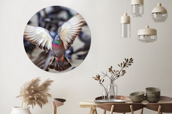 WallCircle - Peinture - Une Duif Volante - Multicolore - 140 X 140 Cm