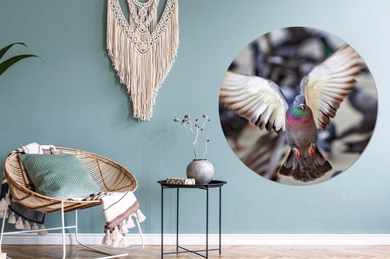 WallCircle - Peinture - Une Duif Volante - Multicolore - 140 X 140 Cm