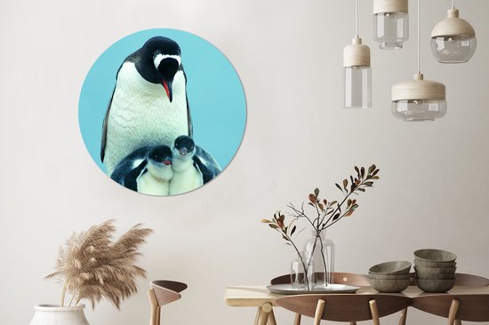 Cercle mural de chambre d'enfant imprimé animal Bébé pingouin aluminium ⌀  60 cm 