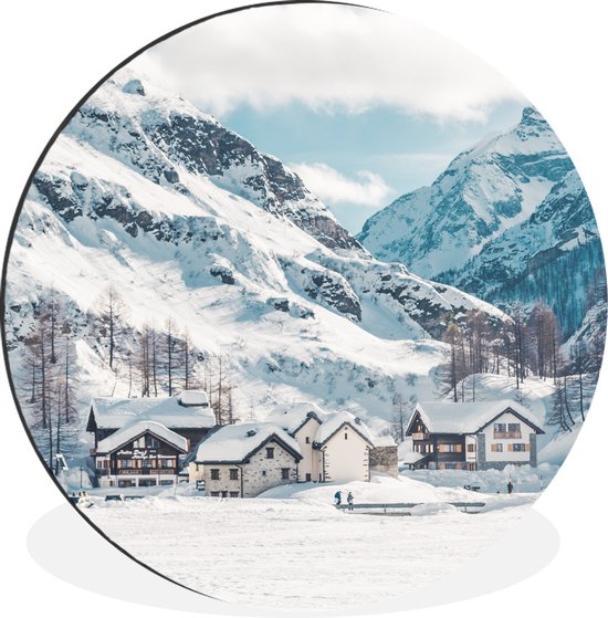 Wandcirkel - Muurcirkel - Alpen - Sneeuw - Bergen - Aluminium - ⌀ - Binnen en Buiten