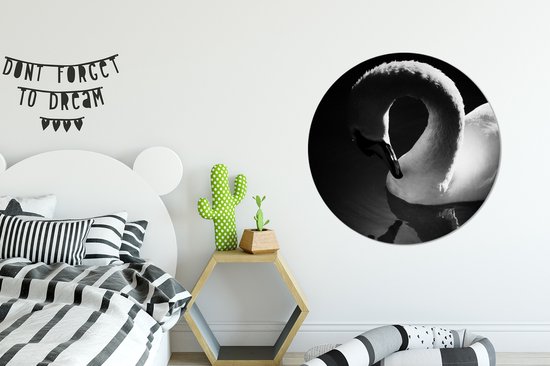 Cercle mural - Cercle mural - Cygne Witte dans l'eau réfléchissante - Aluminium - ⌀ 90 cm - Intérieur et Extérieur