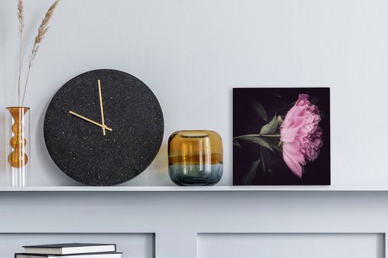 Tableau sur toile Pivoine avec gouttes de rosée - 20x20 cm - Décoration murale