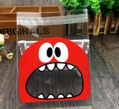 30 Rode Uitdeelzakjes 10*10 cm - Verjaardags Traktatie Uitdeelzakje Rood Monster - Geboorte Uitdeelzakje - Kraamfeest Traktatie - Cellofaan Plastic Zakje - Uitdeelzakje Transparant Rood Monster
