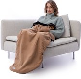 Belieff® (M) Cozy deken met voetenzak en handzakken - Multifunctionele deken - Dubbelgevoerd fleece - Beige