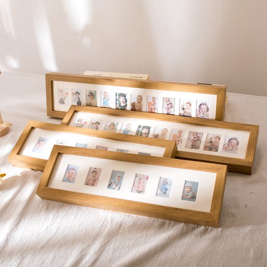 XTDMJ Fotolijstcollage voor 3 foto's, 15 x 10 cm, opvouwbare foto's, houten fotolijst met acrylplaat, multilijst voor bruiloft, familie, baby, lichtbruin, 6 x 4 inch