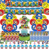 TDR-Super Mario Bros  -thema feest- verjaardagsdecoratie plus uitnodigingskaart 44-delige set