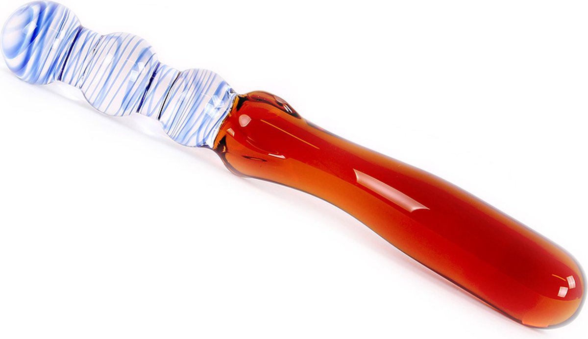Goedkoopste Glazen Dildo Curves - blauw/amber
