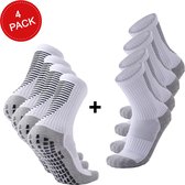 MyStand® Grip Chaussettes Voetbal Unisexe 4 Pack - 4x Wit (4 paires) - Taille Unique