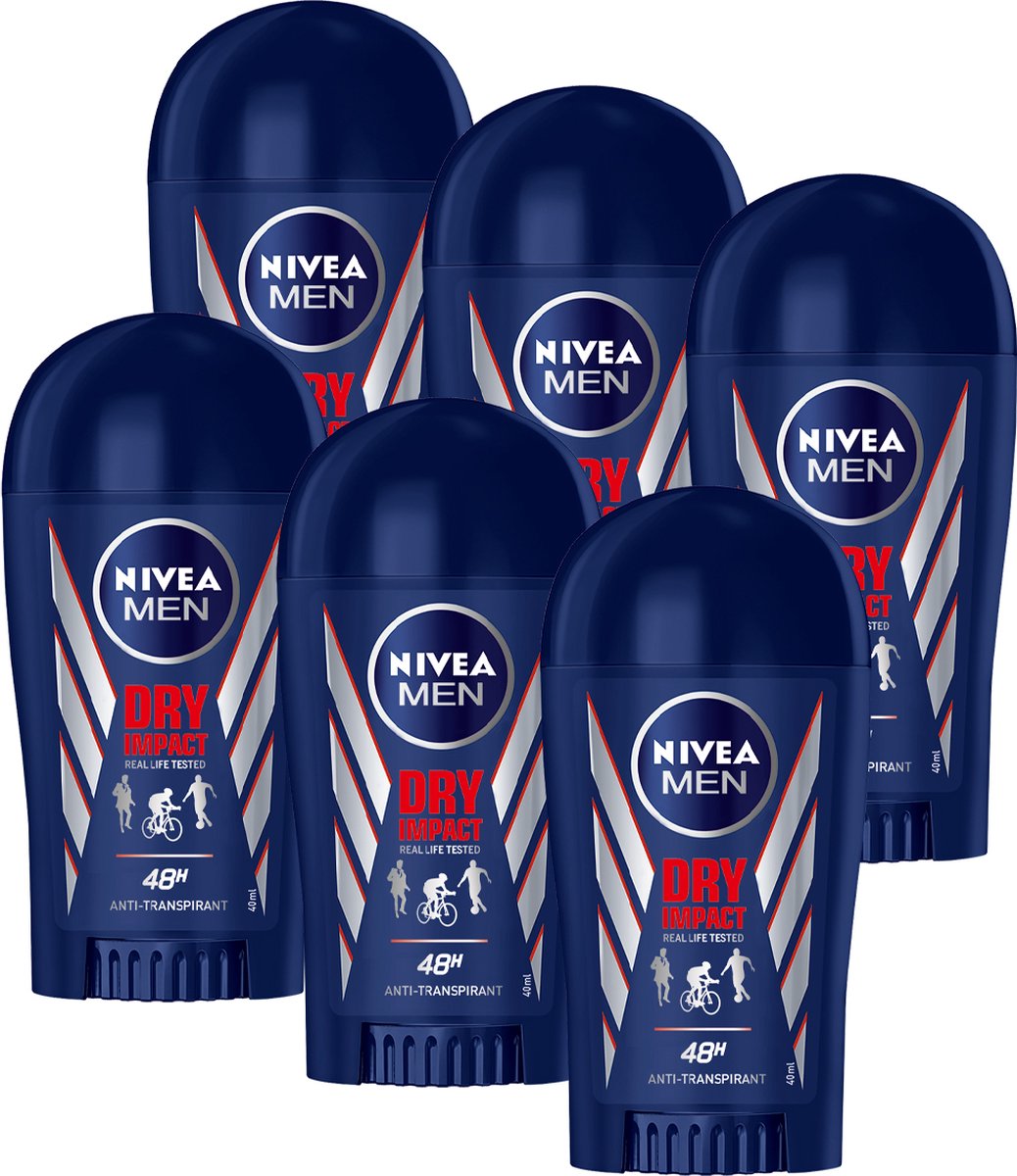 NIVEA MEN Dry Impact Deodorant Stick - 6 x 40 ml - Voordeelverpakking - NIVEA
