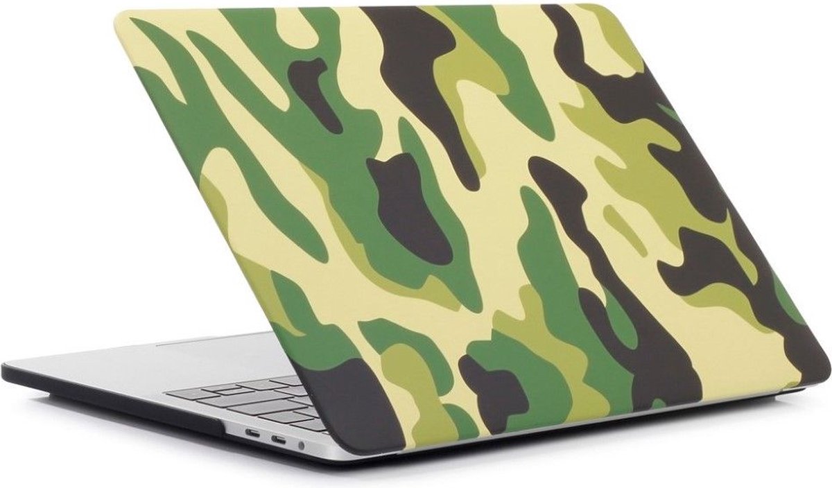 Laptophoes - Geschikt voor MacBook Pro Hoes Case -13 inch - A1989 (2018) - Legerprint