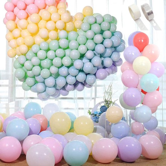 100 stuks Premium Pastel Gekleurde Feest Confetti Helium Ballonnen - MagieQ Verjaardag Versiering - Regenboog Unicorn Ballonnenboog - Latex