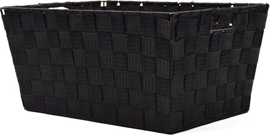 Gevlochten opbergmand rechthoek zwart 28 x 20,5 x 11,5 cm | Fun en Feest