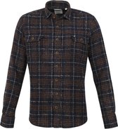 Giordano - Overhemd Wol Ruit Bruin - XL - Regular-fit