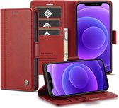 GSMNed – Hoogwaardig Hoesje iPhone 12/12 Pro Rood – Luxe Leren Pu Hoesje – 3 pasjes houder – Design – magnetische sluiting