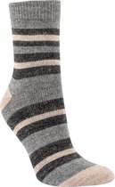 Alpaca sokken bruin/grijs gestreept - warme sokken -  2 paar - maat 39/42