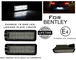 LED Kentekenverlichting set voor Bentley 06 Continental GT 08 Continental Flying Sp Continental GT GTC Speed Flying Spur Super Sports Mulsanne Azure 07UP Brooklands CANBUS LED Kenteken lampen set verlichting units 6000K wit licht