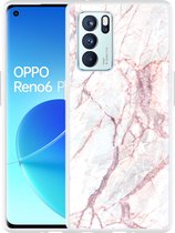 Oppo Reno6 Pro 5G Hoesje White Pink Marble - Designed by Cazy