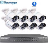 Beveiligingscamera set - 2Mp - 8 Stuks - Techage - 2TB Interne opslag - Bewegingsdetectie - 1920x1080p Full HD - 2mp
