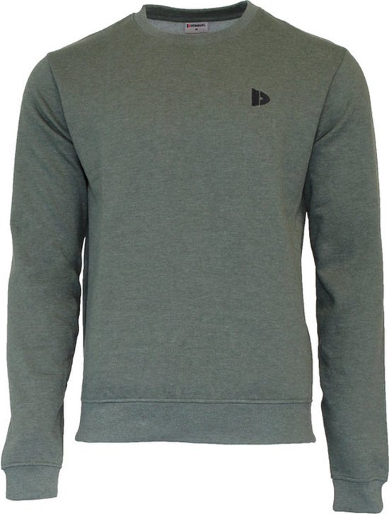 Donnay Fleece sweater met ronde hals Ian - Junior - Deep army green marl (032) - maat 128