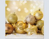 Kerstservetten - Goud - Goudkleurige Kerstballen -  3-laags - 33x33cm
