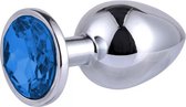 Nooitmeersaai - Stalen buttplug met donkerblauw kristal 26 – 68 mm