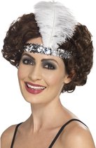 4x stuks zilveren Charleston hoofdband met veer - Jaren 20 roaring twenties - Carnaval verkleed accessoires