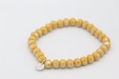 Bubbels Sieraden Crystal kralenarmband ceylon yellow pearl shine - geel - Maat one size