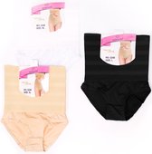 Figuur Corrigerende dames slips hoge taille ondergoed lingerie 3 stuks beige/wit/zwart maat S