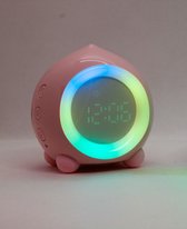 Slaaptrainer Kinderen – Wekker - Wake-Up Light en Nachtlampje in 1 – Digitaal - Bedlamp - Slaapwekker met USB Oplader & Handleiding – Draadloos te Gebruiken - Roze