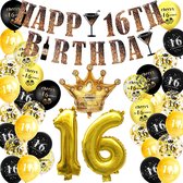 16 jaar feestpakket - 60-delige verjaardagsset - themafeest - Confetti niet inbegrepen - 16 jaar verjaardag - 16 jaar - sweet 16 - 16 jaar slingers - 16 jaar ballonnen - feestversiering - 16 