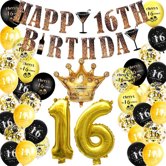 PACK 12 BALLONS BONNE ANNEE OR NOIR ET CONFETTIS OR