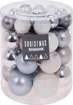 Luxe Kerstballen Plastic - Kerstballenset - 44 stuks - Hard Plastic - Zilver-Wit