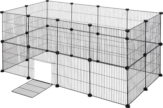 Spoint® Hondenkennel - Konijnenren - Kippenhok Met Ren - Hondenren Buiten - Puppyren - Kippenren - Dierenverblijf - 71CM Hoog