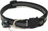Kattenhalsband met veiligheidssluiting en belletje - Reflecterend - Verstelbaar - 19 / 32 cm - Halsband kat - Kattenbandje - Cat - Kitten - Katten halsband - Zwart
